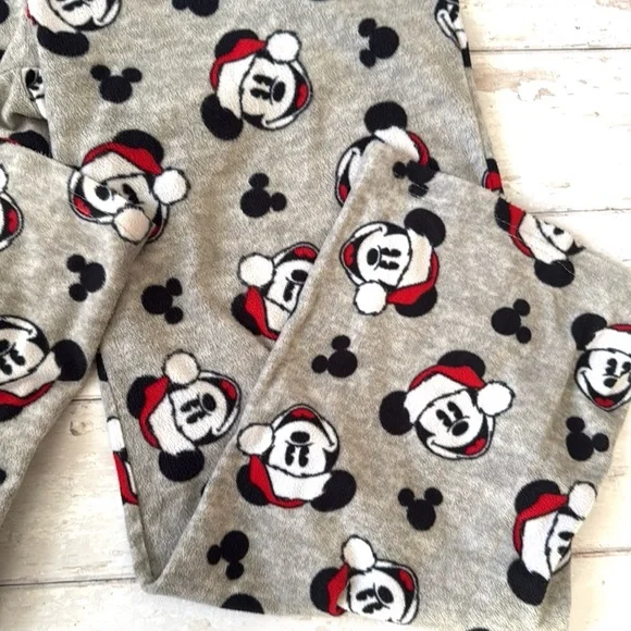 Adult L/G Disney Christmas Mickey Mouse Pajamas Pj Pajama Pants Gray Size Large - Picture 2 of 3